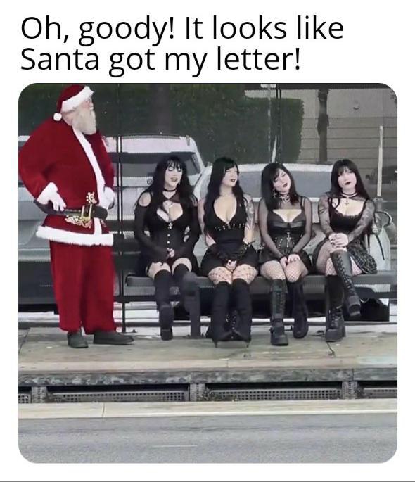 Oh, goody! It looks like Santa got my letter! Honestly, gothmas is the best holiday. #Santa #Goth #Wishlist.