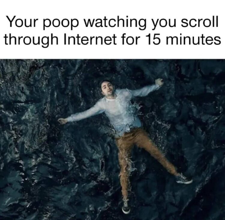 Your poop watching you scroll through Internet for 15 minutes. Bro, it's waiting like 👀 #meme #toilet #waiting.
