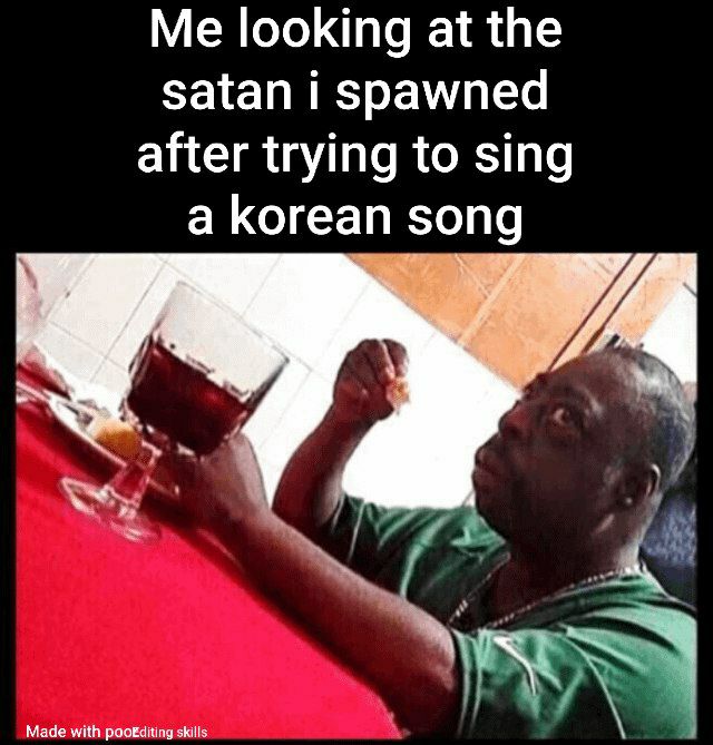 Me looking at the satan I spawned after trying to sing a korean song. You ever unleash chaos with just your vocals? #music #oops.