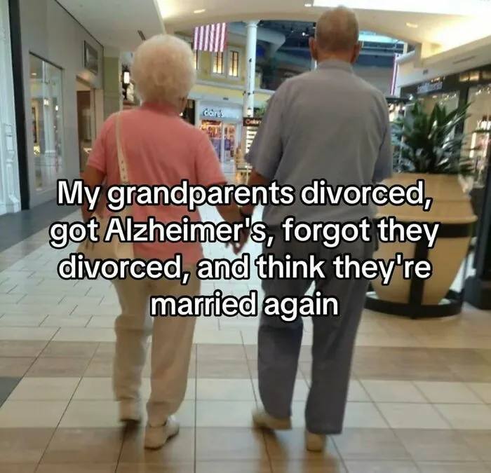 When your grandparents divorce, get Alzheimer's, forget they divorced, and end up married again. Love wins? 😂 #PlotTwist #Family.