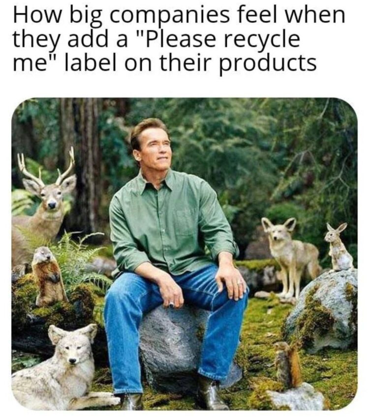 You ever slap a "Please recycle me" label on your product and suddenly feel like Snow White? 😂 #CorporateLife #EcoWarrior.