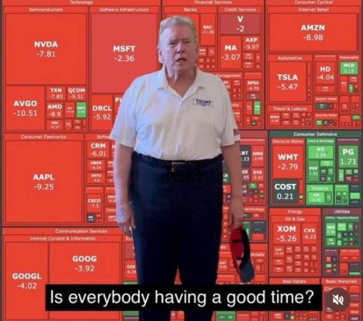 Is everybody having a good time?" when your portfolio is just red. Hang in there, legends! #stocks #losses #funny.