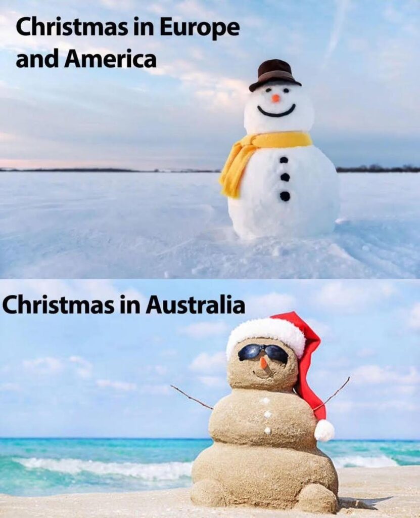 When it’s “Christmas in Europe and America” vs. “Christmas in Australia.” Choose your fighter! #Christmas #WinterVsSummer.