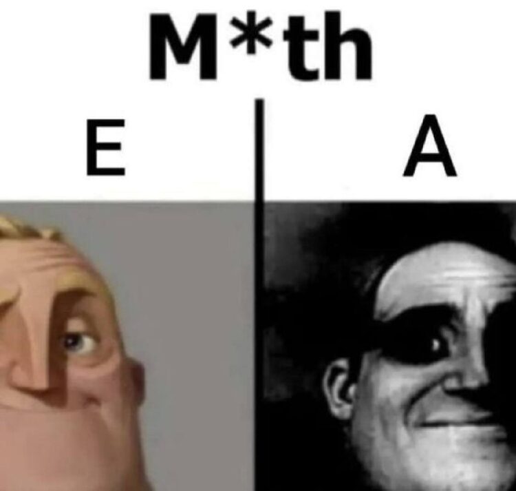 When you start your day with "M*th": E on the left, all cheerful. A on the right, descending into darkness. #moodswitch.