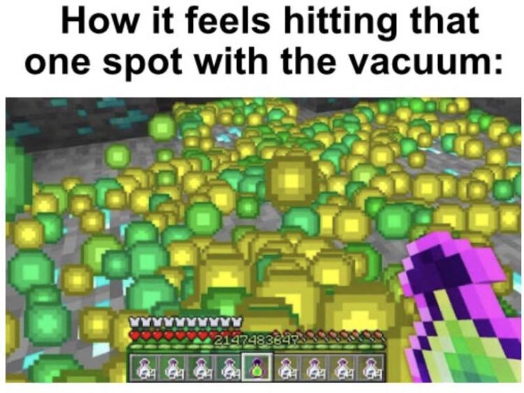 How it feels hitting that one spot with the vacuum. We all know that satisfaction 😂🧹 #Minecraft #OddlySatisfying.