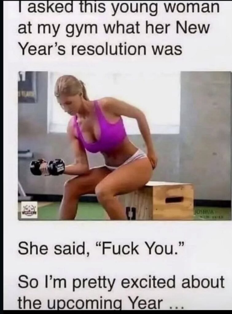 New Year's resolution? F*** it. Can't wait to crush it this year! #mood #goals #gymselfie.