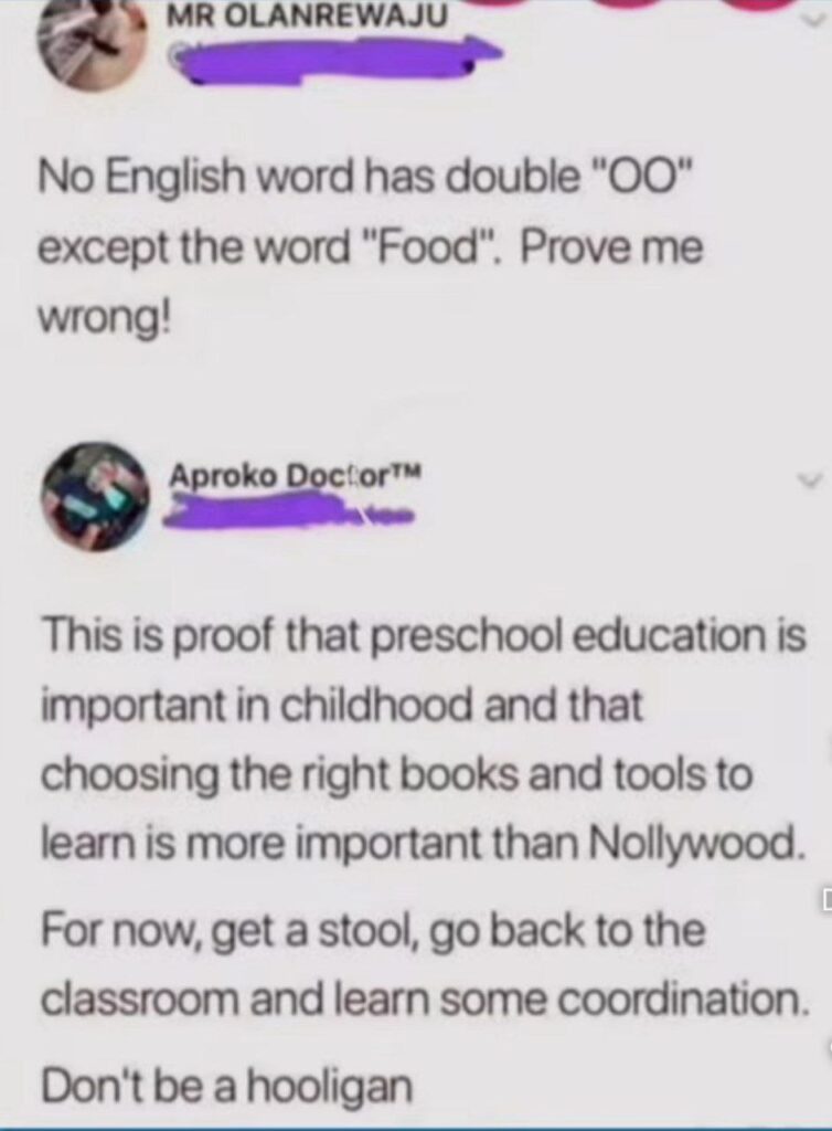 You ever meet someone who thinks "food" is the only word with double "oo"? Bro, you need a book or two. Don’t be a hooligan. #English.